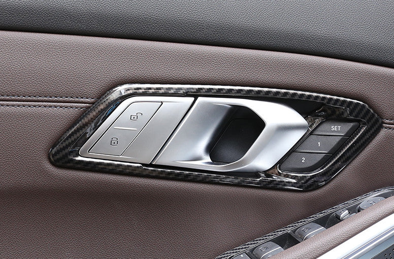 Fit for BMW 3 Series G20 2019-2023 Carbon Fiber Inner Door Handle Frame Trim 4P