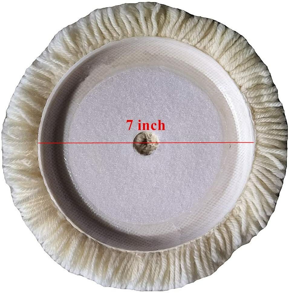 7-inch wool polishing pad with hooks and loops for compound cutting