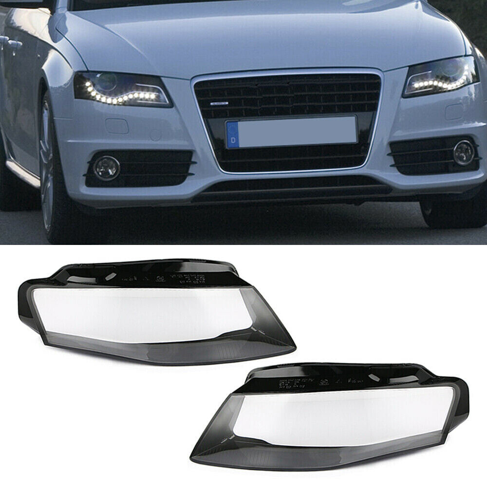 For 2009-12 for Audi for A4 B8 Headlamp Cover Headlight Lens Cover Pair Front Left Right