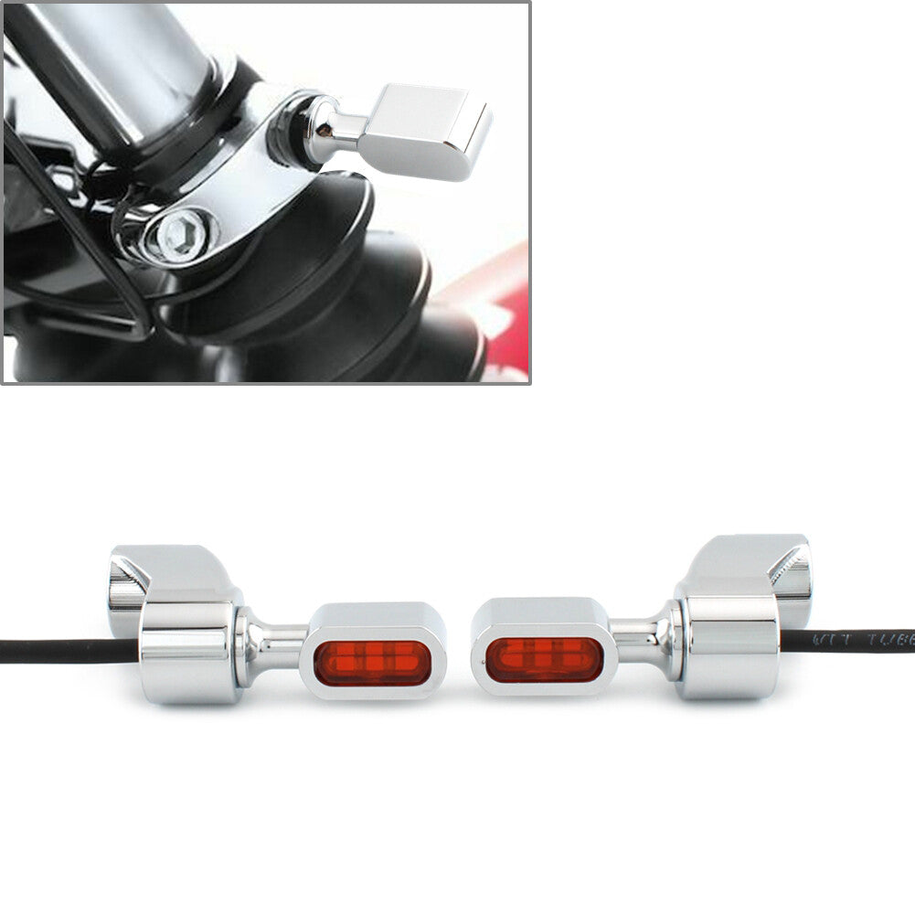 Front Fitk Turn Signal Indicator Light Lamp Chrome+Orange Fit for Harley FXR 1987-00