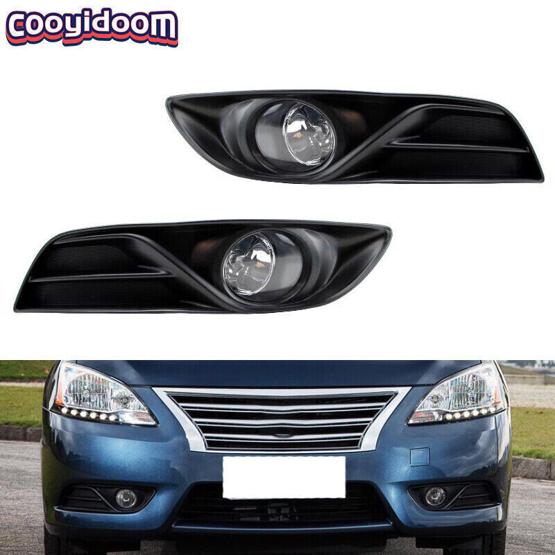 For 2013-2015 for Nissan Sentra Sylphy Pair Fog Lights With Bumper Bezel Covers