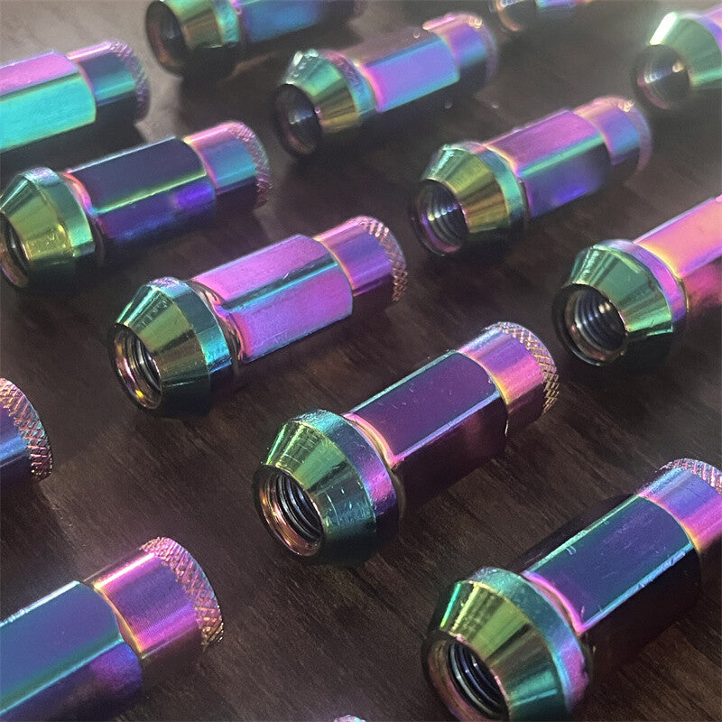 20pcs M12x1.5 Lug Nuts 48mm Steel Open End Wheel Nuts Bolts w/ Socket Colorful
