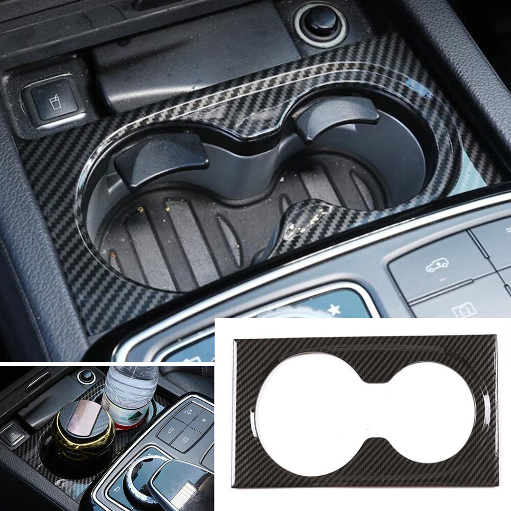 Carbon ABS Central Control Cup Holder Panel Cover for Benz GL GLE GLS ML 2013-19