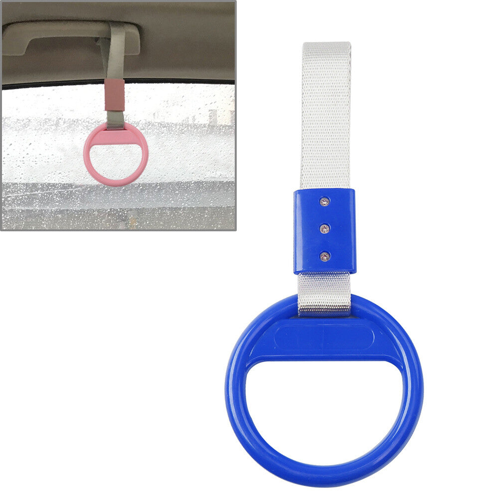Round Ring Train Bus Handle Hand Strap Drift Charm Tools PVC Plastic Silver+blue