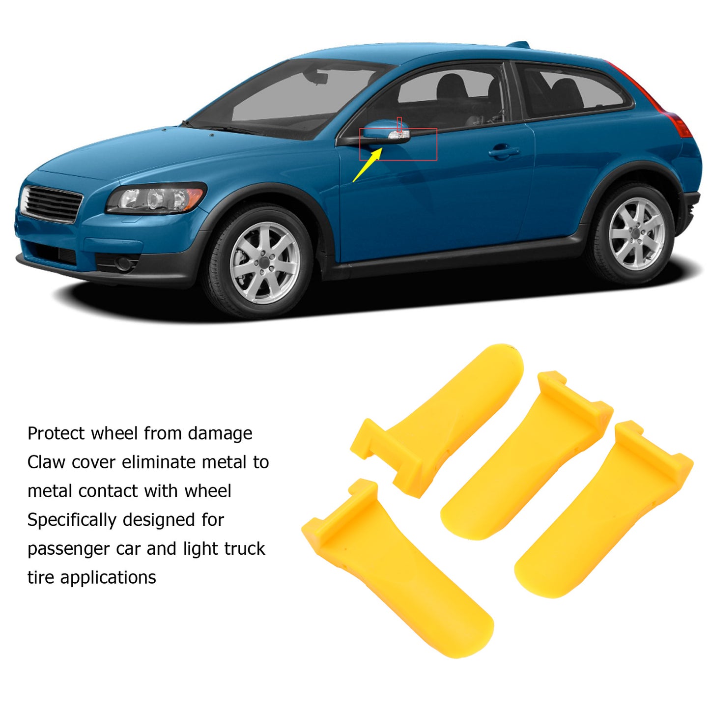 Car 4Pcs Wheel Rim Guards Protectors Plastic Inserts Jaw Clamp Cover Part For