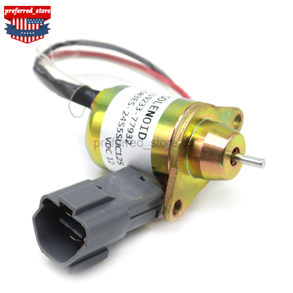 12V shut-off solenoid valve YM119233-77932 is suitable for Komatsu 3D76E-6, 3D82AE-6, 4D88-6, and PC20MR-2 models.