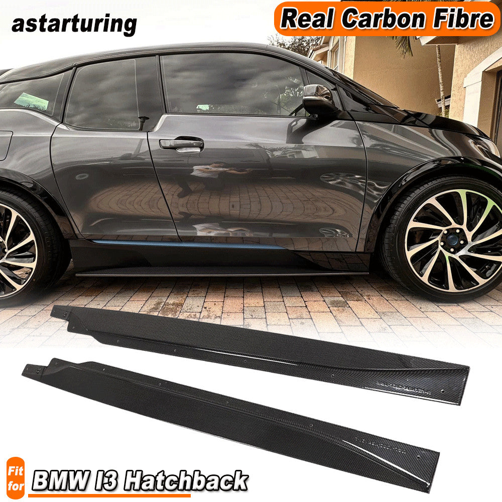 Carbon Fibre Side Skirts Rocker Panel Lip Splitters for BMW I3 Series I01 14-20