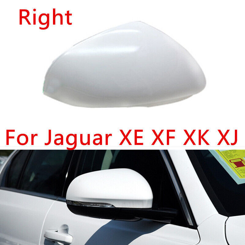 White Right Side Rearview Door Mirror Cover Shell Cap Fit for Jaguar XE XF XK XJ