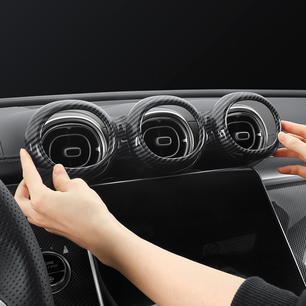 for Benz C Class W206 2022-23 Center Air Vent Outlet Panel Trim ABS Carbon Fiber