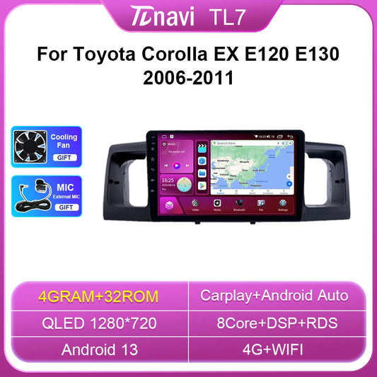 for Toyota for COROLLA EX E120 2006-2011 Android Car Radio Multimedia Player GPS 4G
