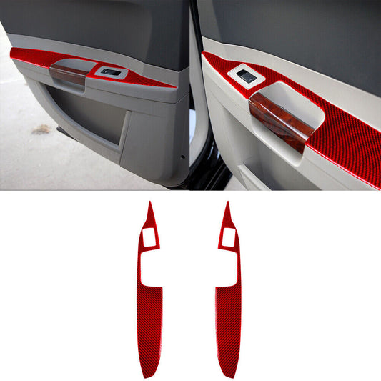 Red Carbon Fiber Rear Door Window Lift Panel Cover Trim for Chrysler 300 2005-07