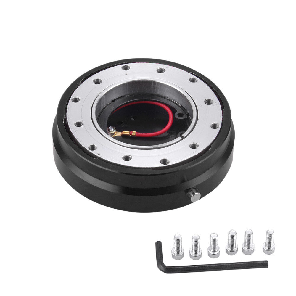 6 Hole Steering Wheel Quick Release Hub Racing Adapter Snap Off Bolt Black