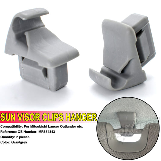 2X SunVisor Hook Clip Hanger Bracket for Mitsubishi Lancer Outlander ASX Gray
