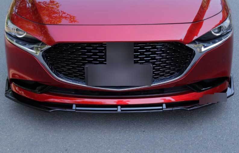 for Mazda 3 Axela 2019-23 Bright Black ABS Front Bumper Lip Spoiler Bodykit Trim