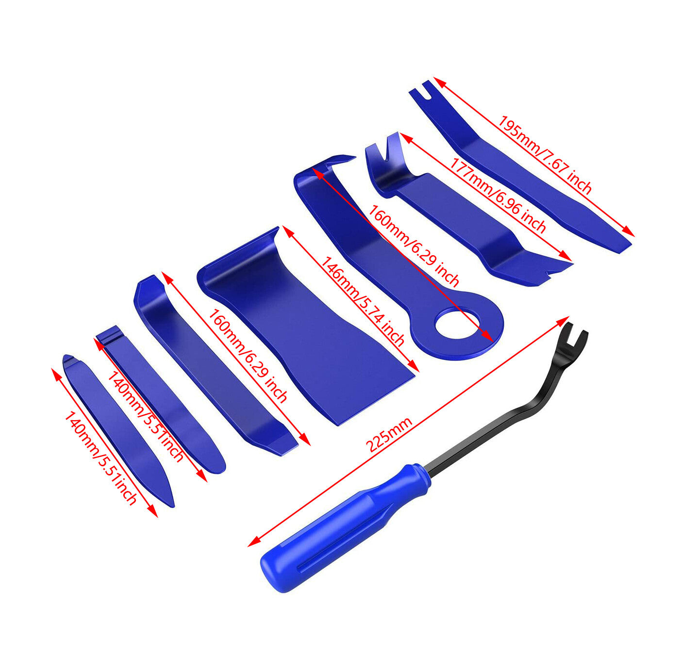 8Pcs Car Trim Removal Tool Kit Blue Door Panel Fastener Auto Dashboard Tools