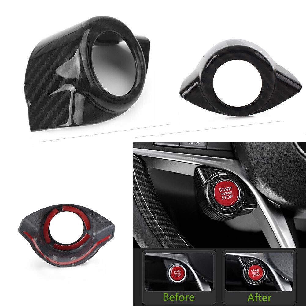 Carbon Fiber Look Engine Ignition Button Cover Trim Fit for Alfa Romeo Giulia 17-18