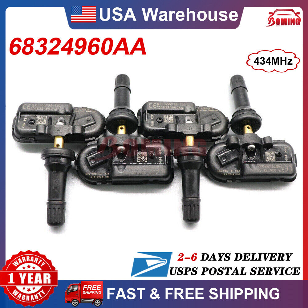 68324960AA 4X New TPMS for Jeep Cherokee for RAM 1500 2500 3500 Tire Pressure Sensor