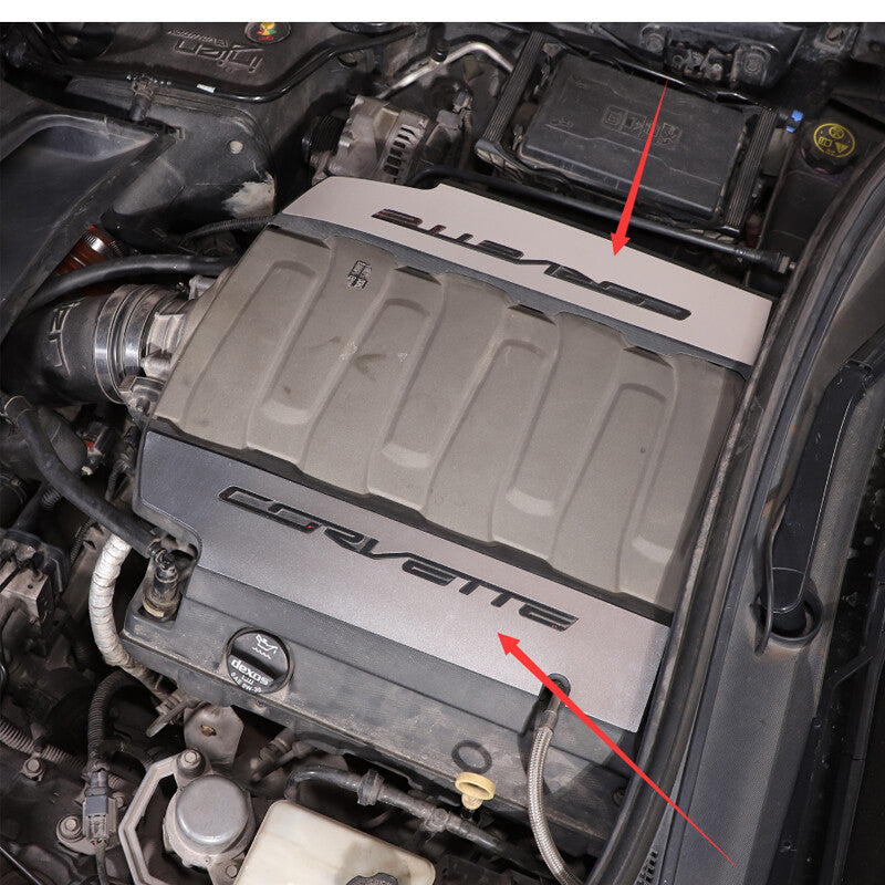 Engine fuel rail cover pair LH and right-hand fits 2014-2019 for Corvette C7 Silver Alloy