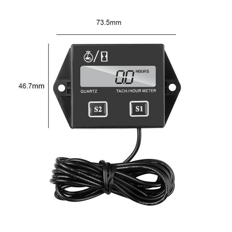 Motorcycle Digital Engine Tach Hour Meter Tachometer 24 Gauge Stroke Inductive