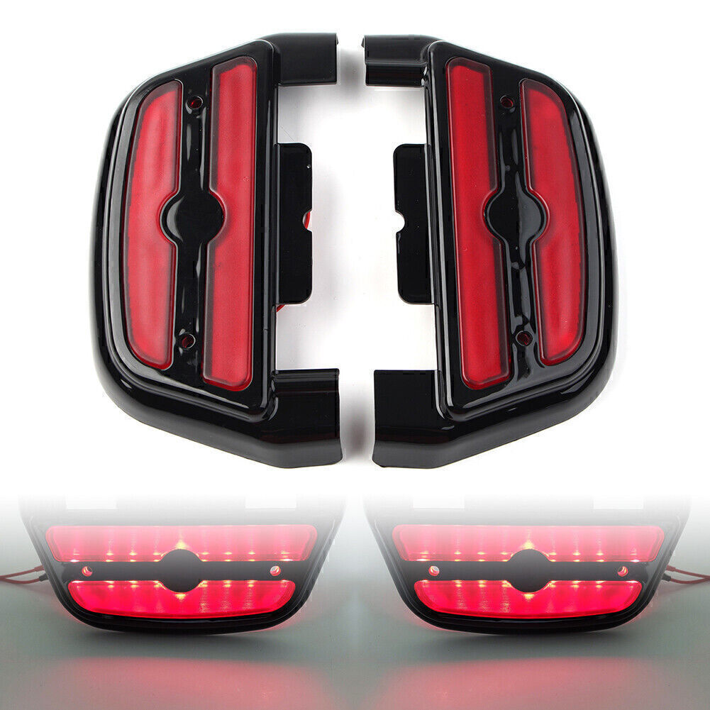 LED Light Passenger Footboard Floorboard Cover Red for Harley Touring Road King