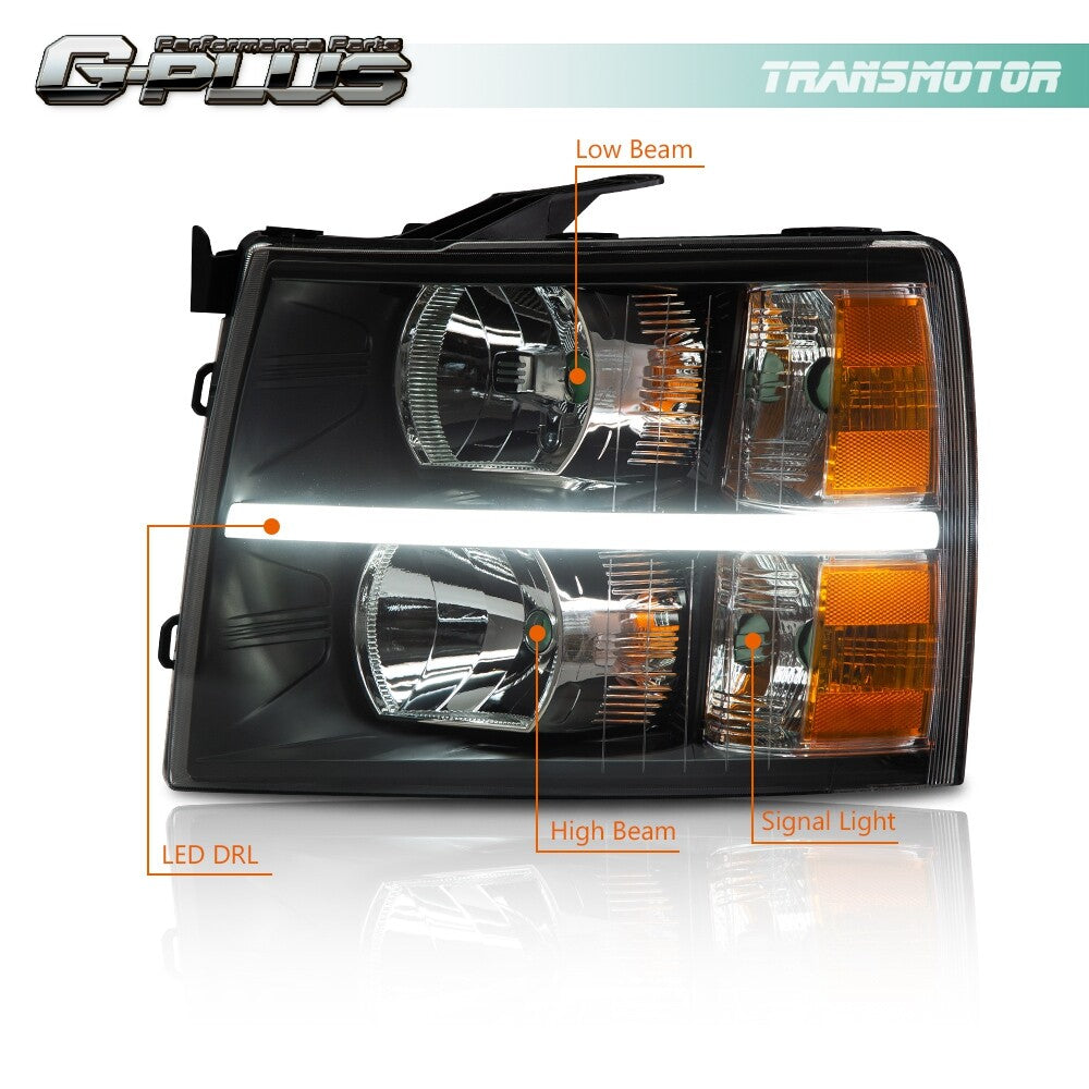 Fits 07-13 for Chevrolet Silverado 1500 2500 3500 LED DRL Strip Yellow Cedar White