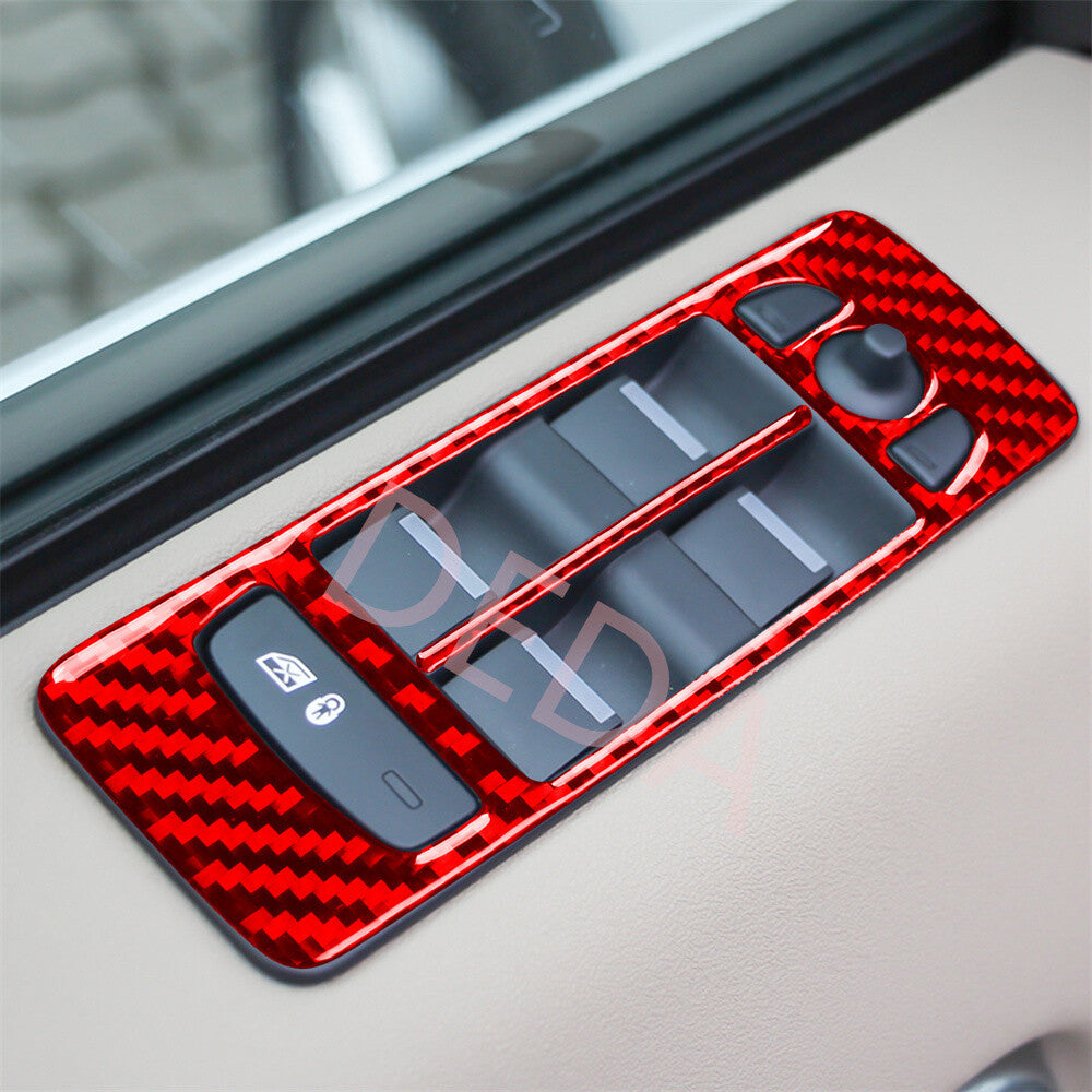 Red Carbon Fiber Window Lift Switch Cover for Land Rover Discovery Sport 2015-19