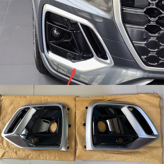 Fog Light Cover Mesh Grille Lamp Frame Fit for Audi Q5 2021 2022 2023 Silver New