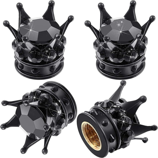 Crown Car Tire Valve Stem Caps Bling Crystal Chrome Rhinestone Diamond Universal