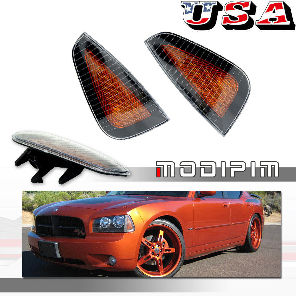 Amber lens corner parking marker signal light housing for 06-10 for Dodge charger