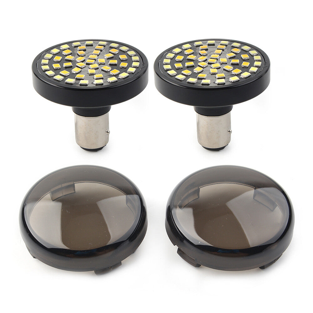 Fit for Harley Smoke Lens Cover  Switchback 1157 48-SMD LED DRL  Turn Signal Bulbs