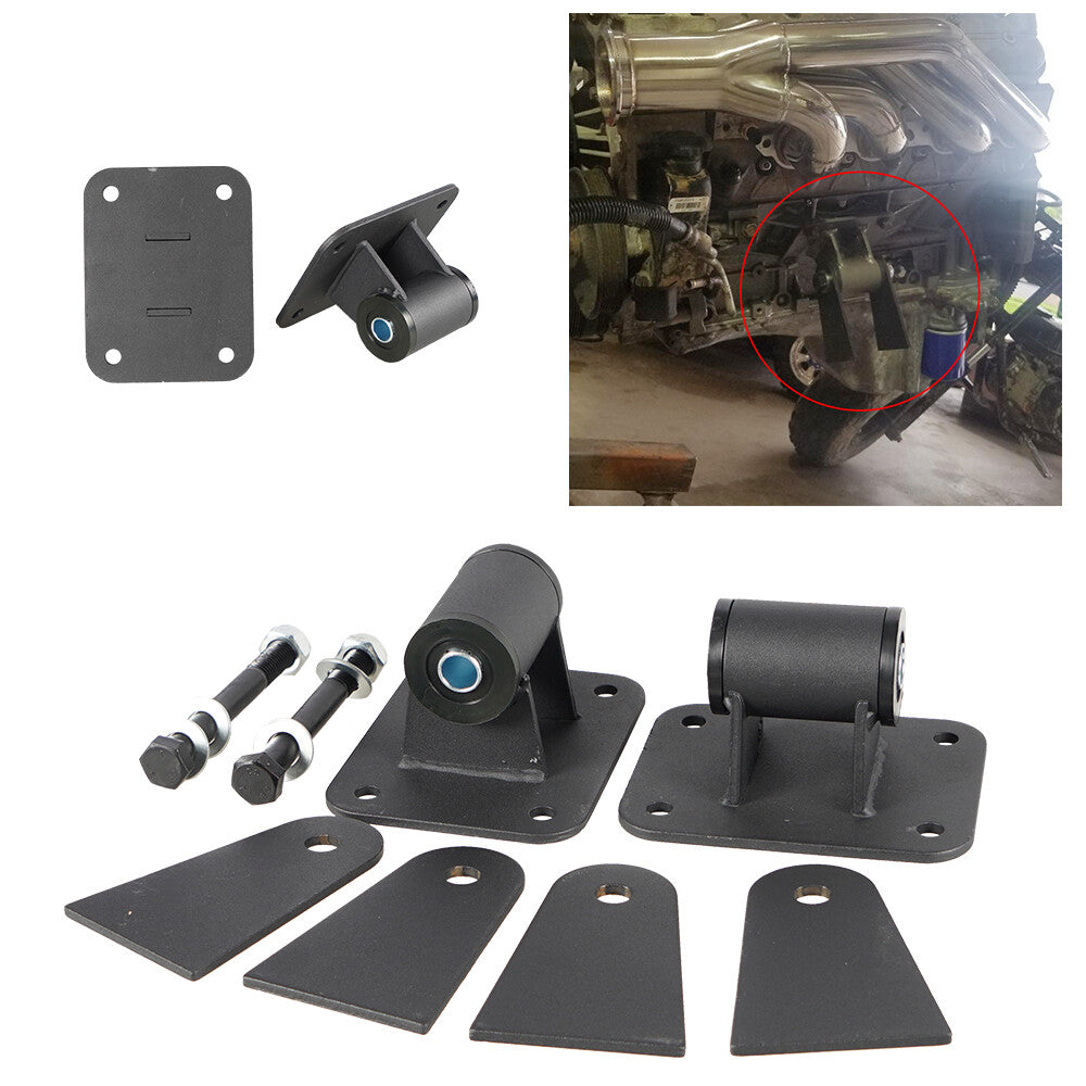 Universal engine motor mount conversion adapter for LS1 LS2 LS3 LS6 LS7 Black