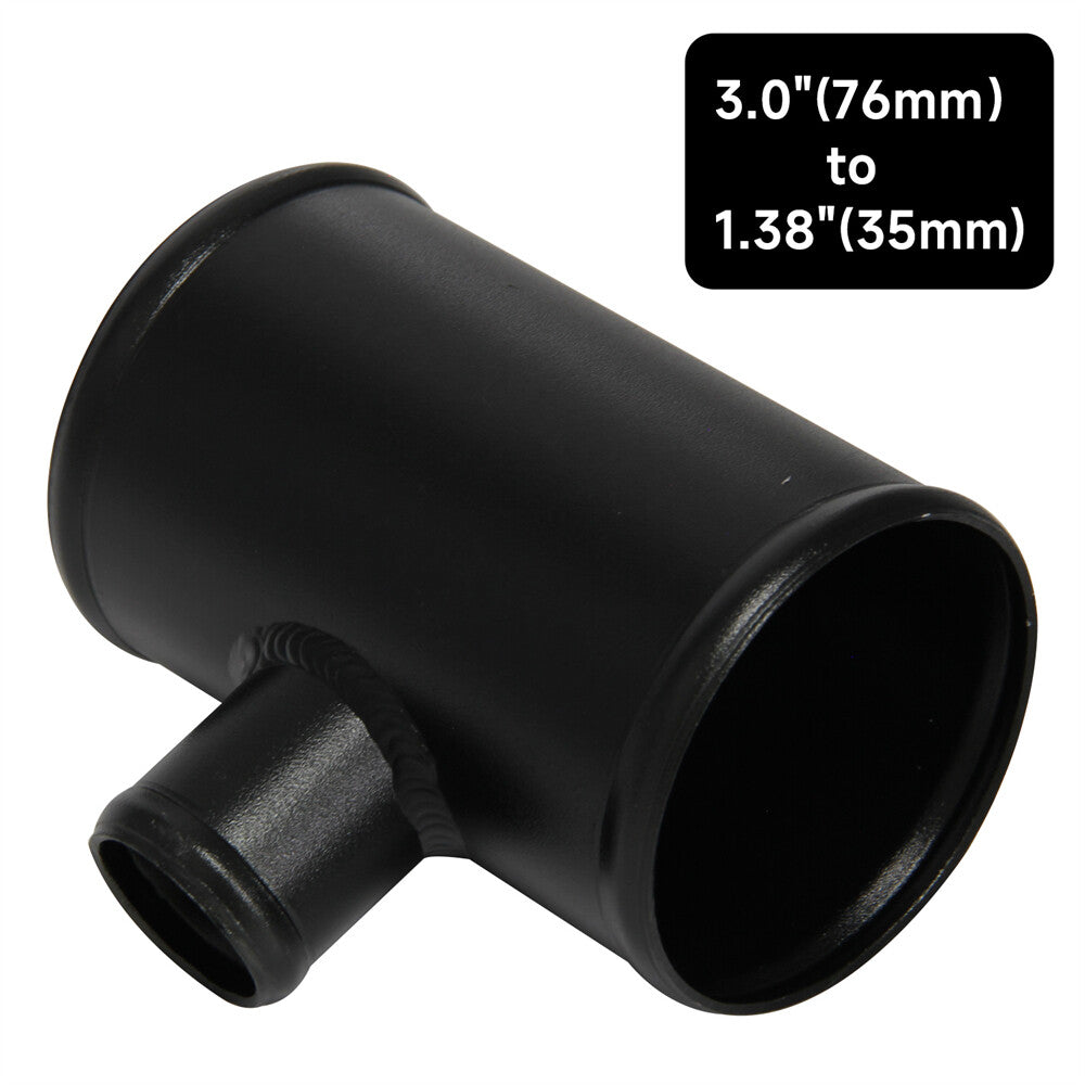 3 76mm Blow Off Valve Adapter Aluminum T-Pipe Shape Tube For 35mm ID BOV Black