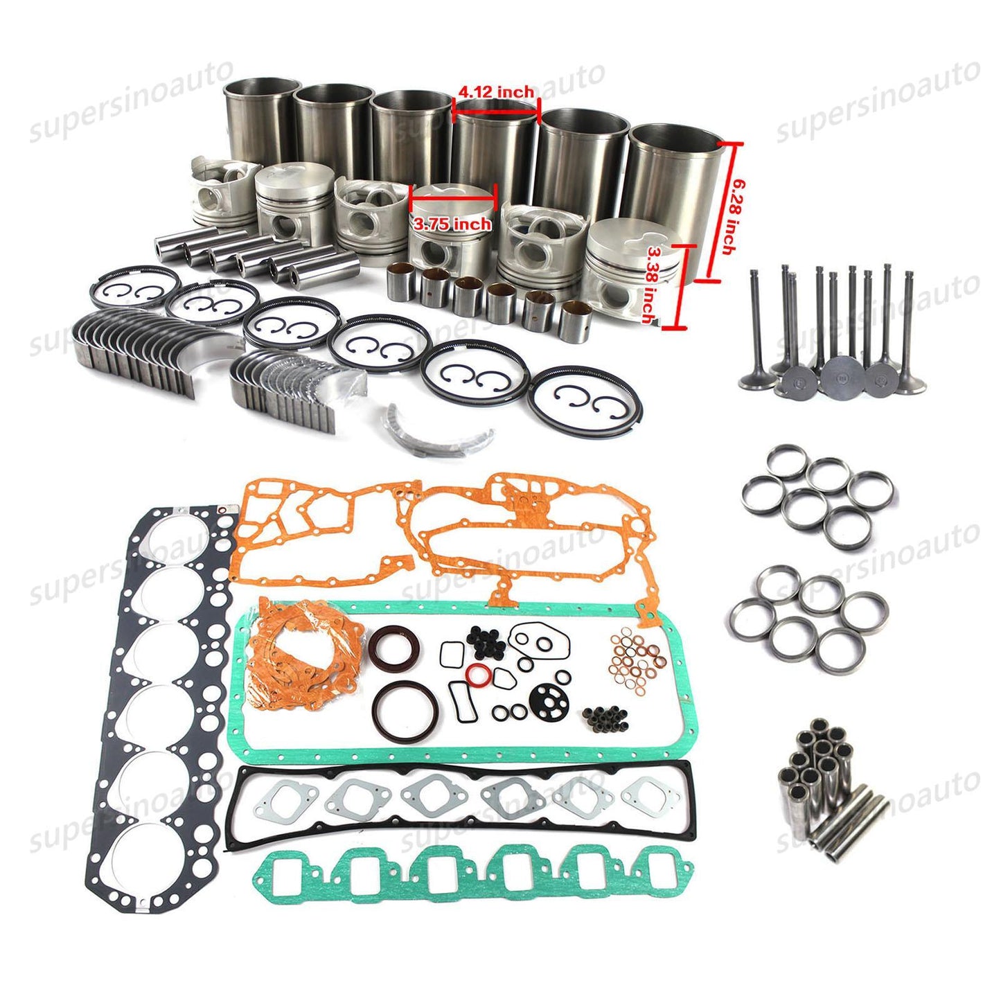 Engine Rebuild Repair Kit w Piston Valves for Nissan TD42 TD42T Vehicle Forklift
