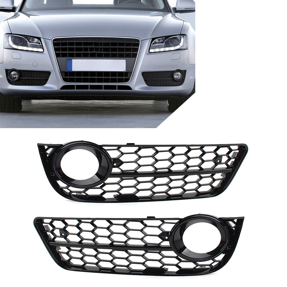 Front Bumper Fog Light Honeycomb Mesh Grille Cover Black Fit for Audi A5 08-11