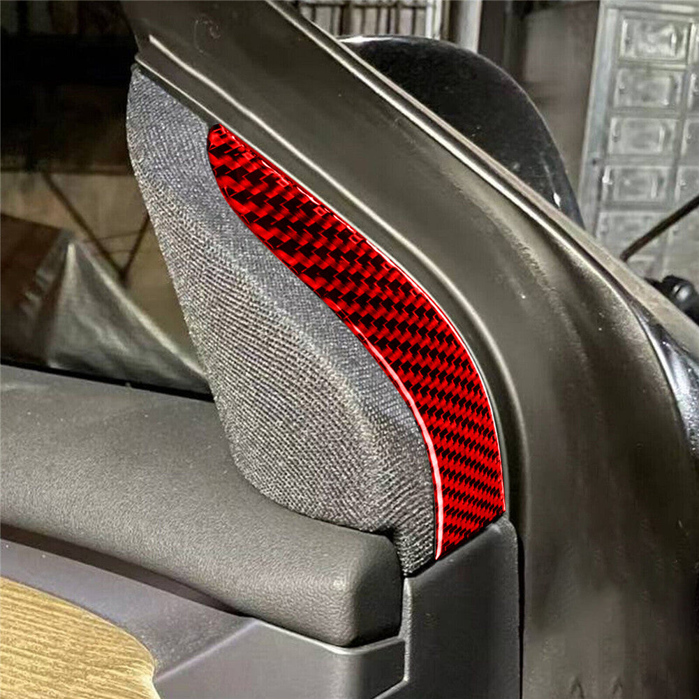 2X Red Carbon Fiber Interior Door Speaker Cover Trim Sticker for Tesla Model 3/Y