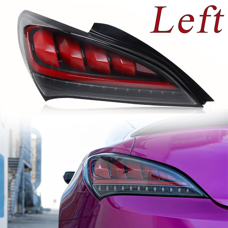 Left Shiny Black Sequential LED Tail Lights For 2010-2016 for Hyundai for Genesis Coupe