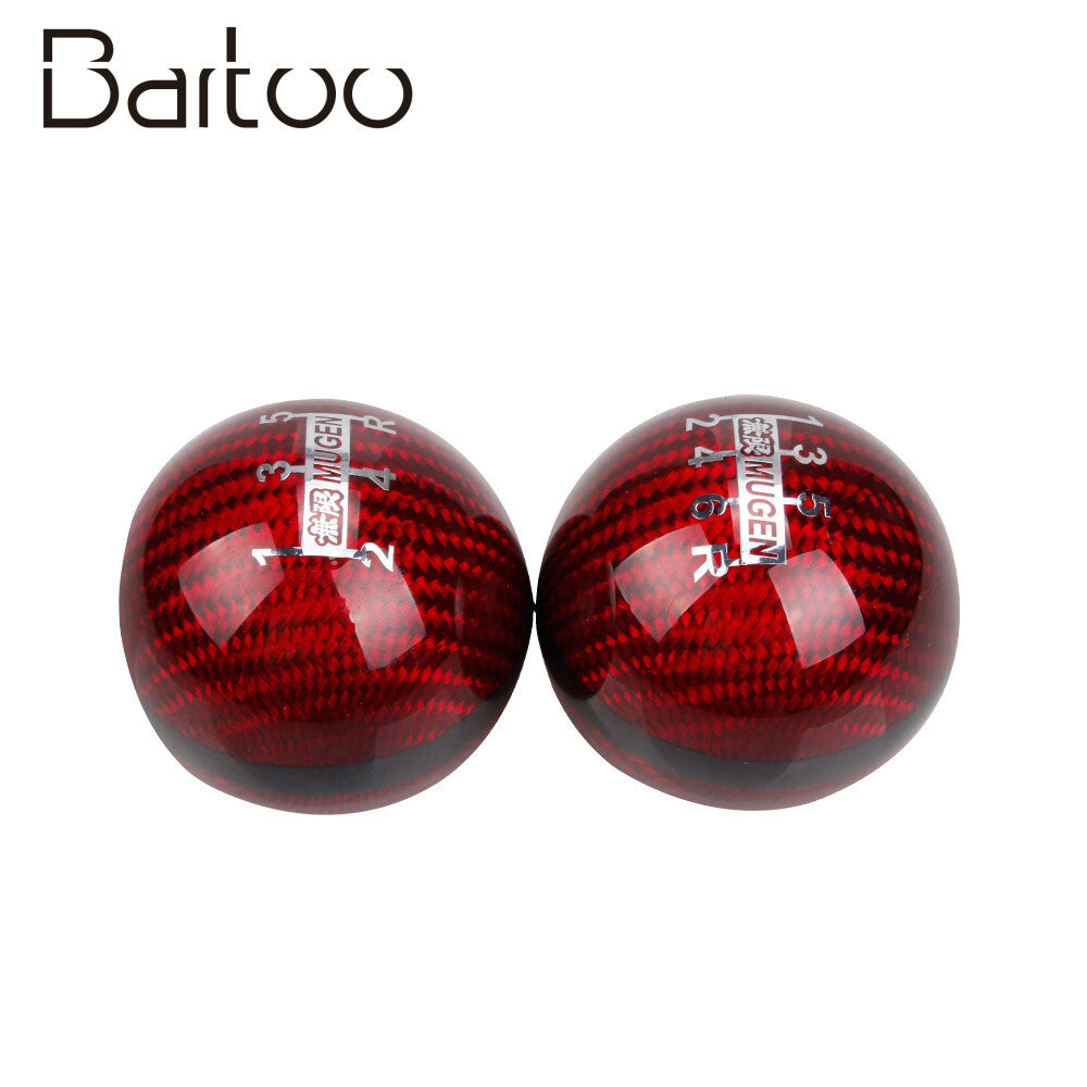 Shift Knob Mugen 5/6 Speed Red Carbon Fiber Red Shifter for Universal Car