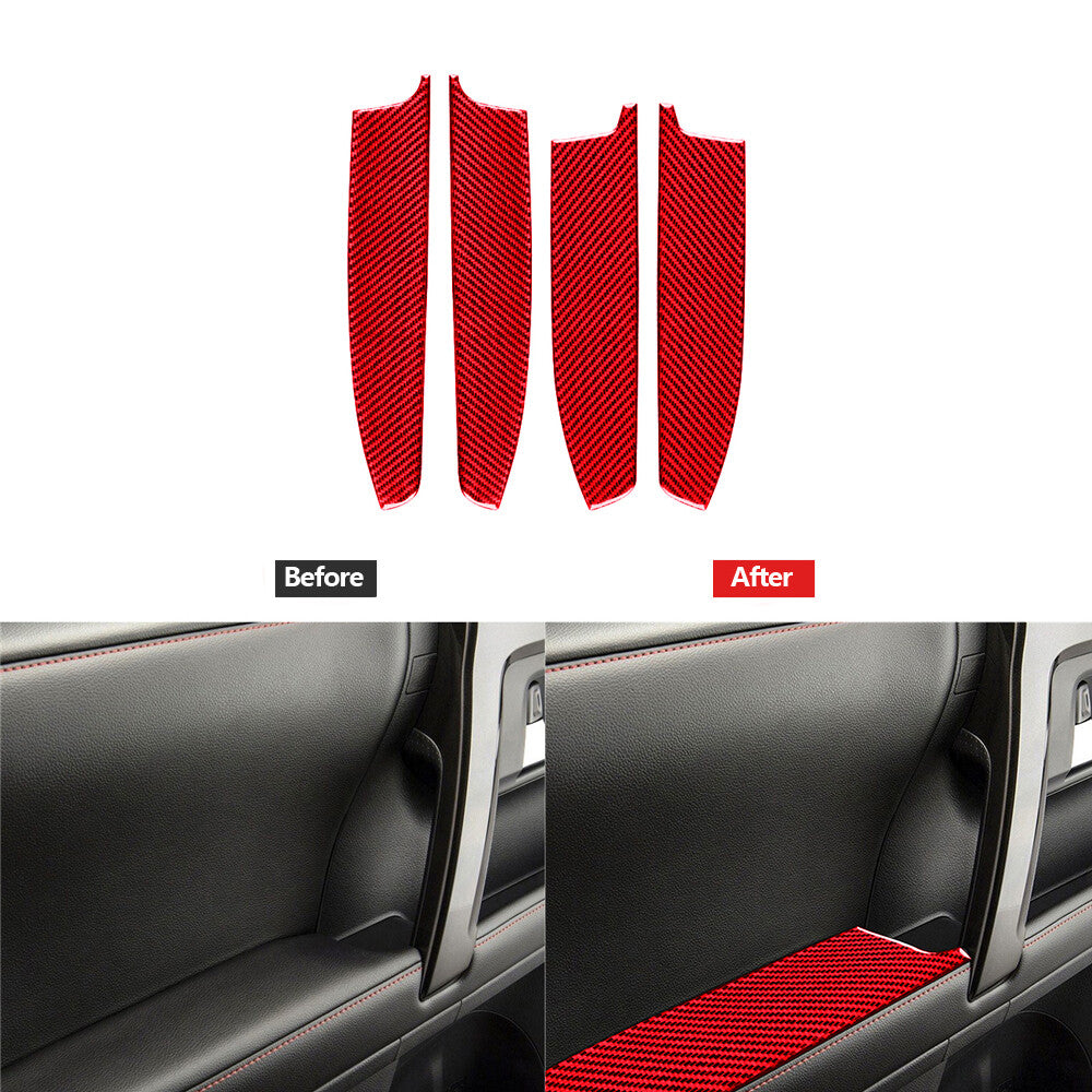 Red Carbon Fiber Interior Door Handle Cover Trim for Toyota 4Runner 2010-2020