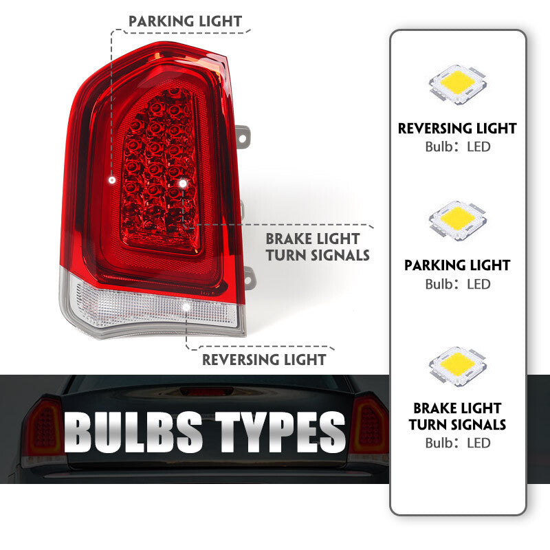 Suitable for 2015-2023 for Chrysler 300 chrome trim full LED taillights and brake light drivers