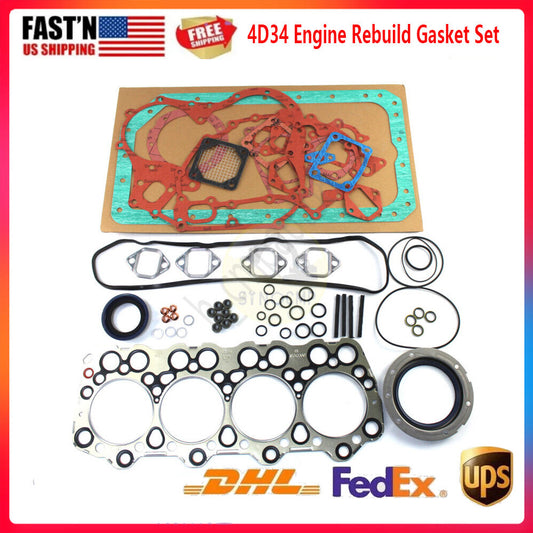 NEW 4D34 4D34T Engine Rebuild Gasket Kit for Mitsubishi Canter FE FG Trucks US