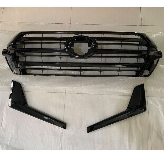 Front Bumper Center Grill Decor for Toyota for Land Cruiser LC200 2016-2020 Black 3P