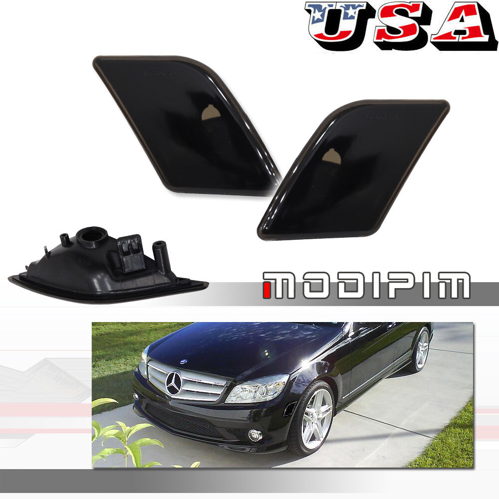 Smoked front marking housing kit for 08-11 for Mercedes W204 C250 C300 C63 AMG