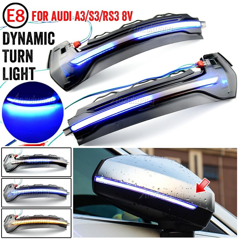 2pcs Dynamic LED Turn Signal Lamp Wing Side Mirror Light for Audi A3 8V