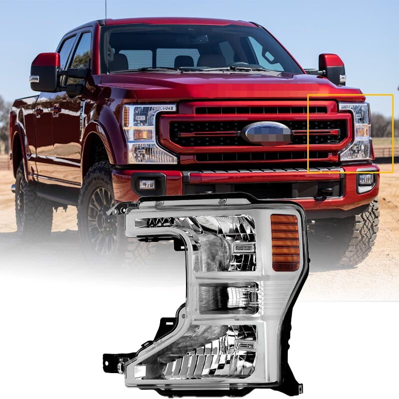 Driver Halogen Headlight Chrome LH For 2020-2022 for Ford Super Duty F250/350/450