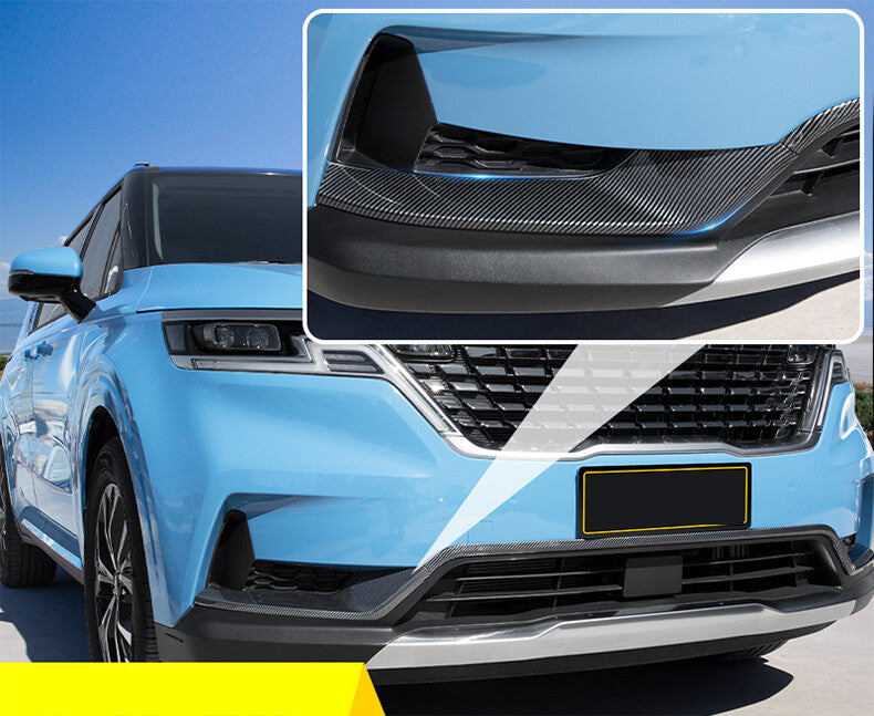 for Kia Carnival 2022-23 Carbon Fiber Bumper lower Grille Fog Lamp Eyelids Trim