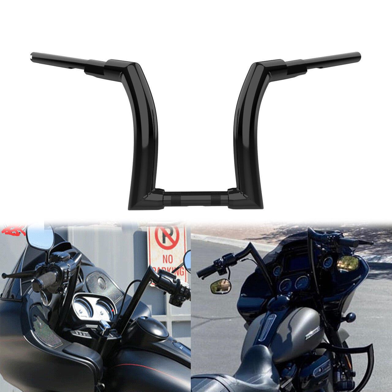 Black 14 Ape Hanger Handlebar 1.25 Riser for Harley Road King Road Glide 14-23
