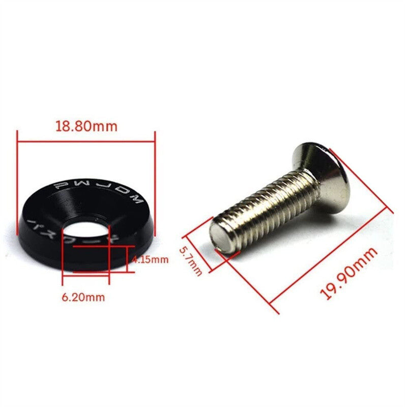 20pcs Gold Aluminum JDM Fender Bumper Washer M6 Bolt Engine Bay Dress Up Kit