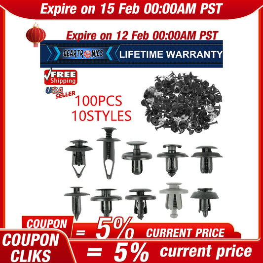 100PCS Fender Clips Trim Car Push Pin Rivet Bumper Fastener Retainer 9 8 7 6mm