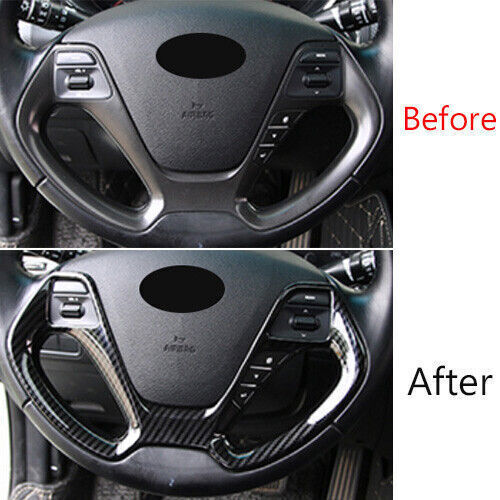 Steering Wheel Frame Panel Cover Trim 1 for Kia K3 2014-2018 Black Carbon Fiber