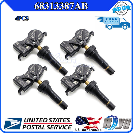 4x 68313387AB Tire Pressure Monitoring Sensors (TPMS) for Dodge for Jeep 68105280AF 433MHz